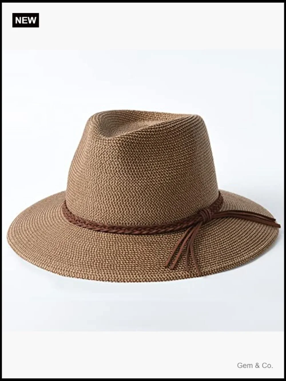 Wide Brim Straw Sun Hat UPF 80+ Packable Fedora Panama